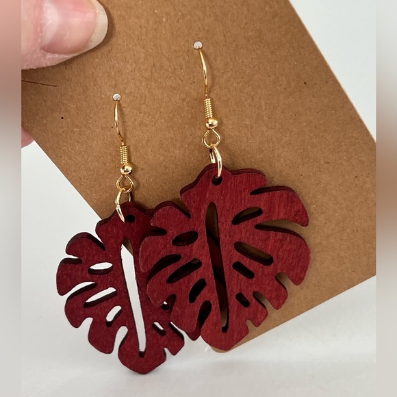 PALM EARRINGS | Wood | NWT - Picture 4 of 8